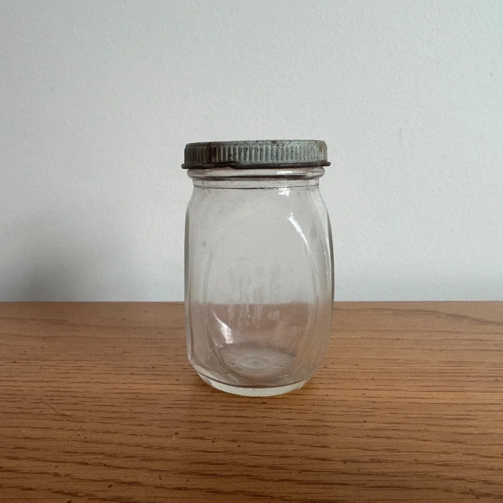 Hellmann's mayonnaise 1940s Vintage Glass Jar‎ Metal Lid